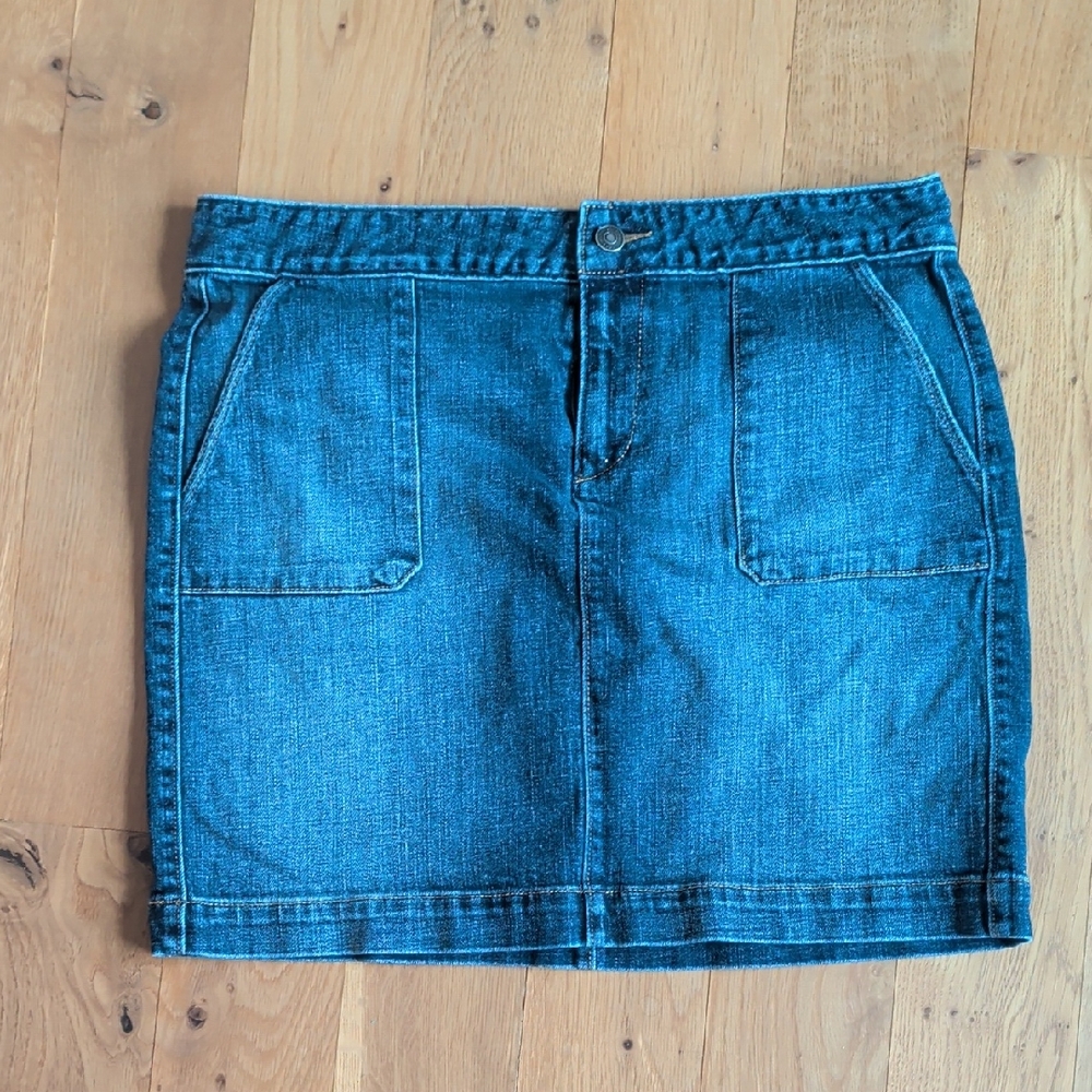 LOFT Dark Blue Denim Mini Skirt